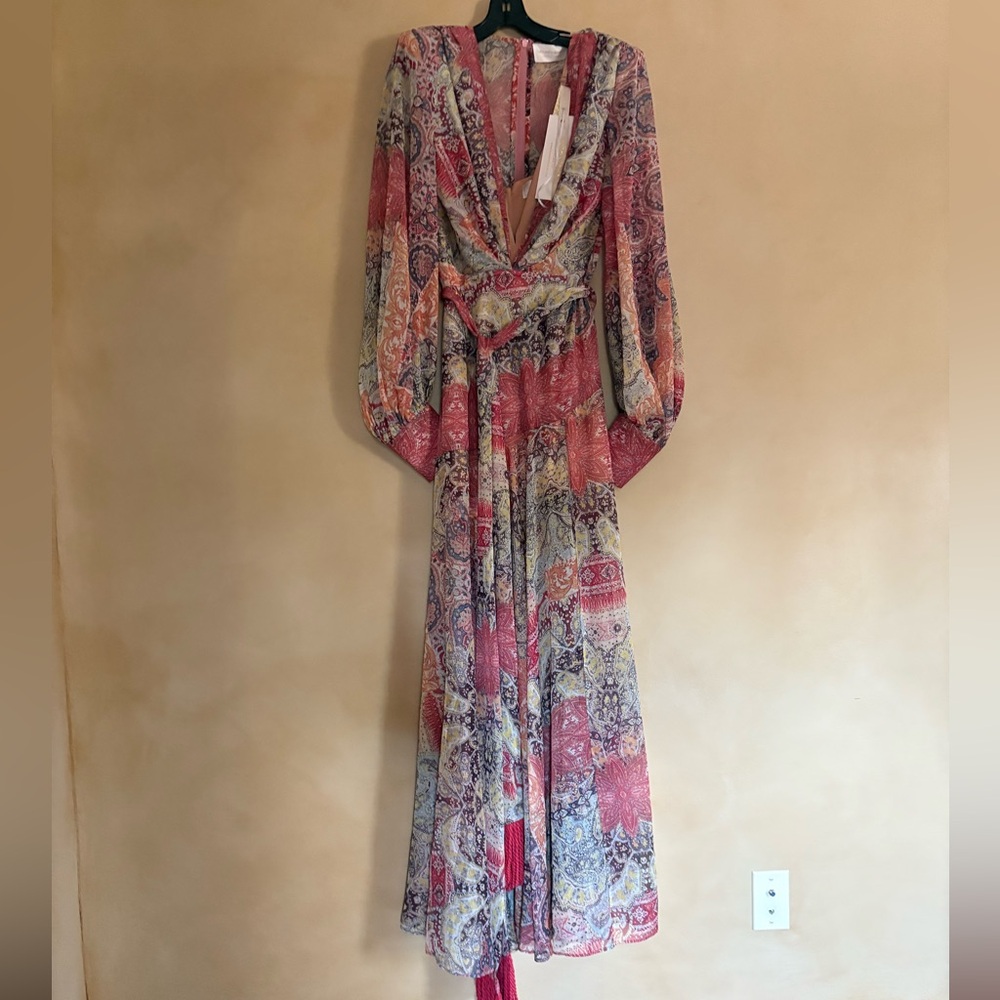 NWT Bronx and Banco Farah Maxi Dress - Red/Multi - Size: US 8/L - Picture 4 of 9